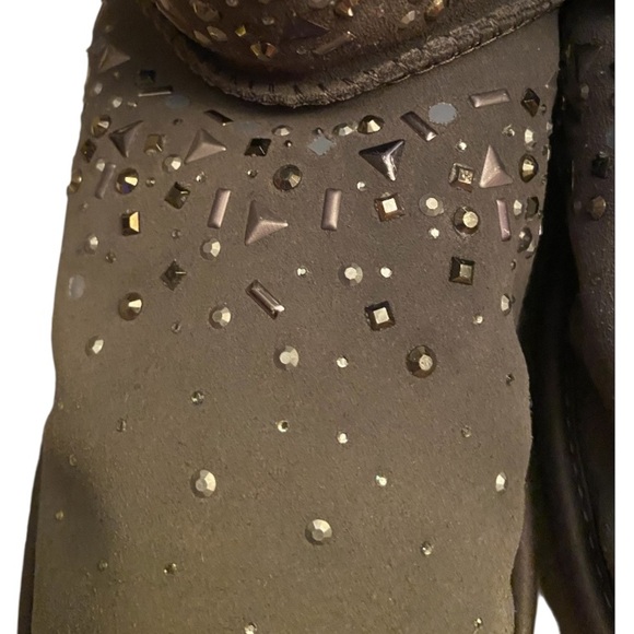 UGG CLASSIC GALAXY BLING SHORT BAILEY BOW CHARCOAL SUEDE BOOTS Size 7 - Picture 4 of 7